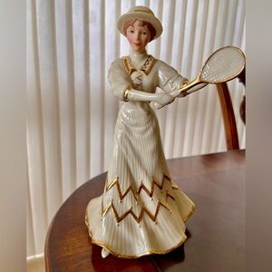 “Tennis at Traymore” Lenox 9” Tall Porcelain Hand Painted 24 Karat Gold Figure